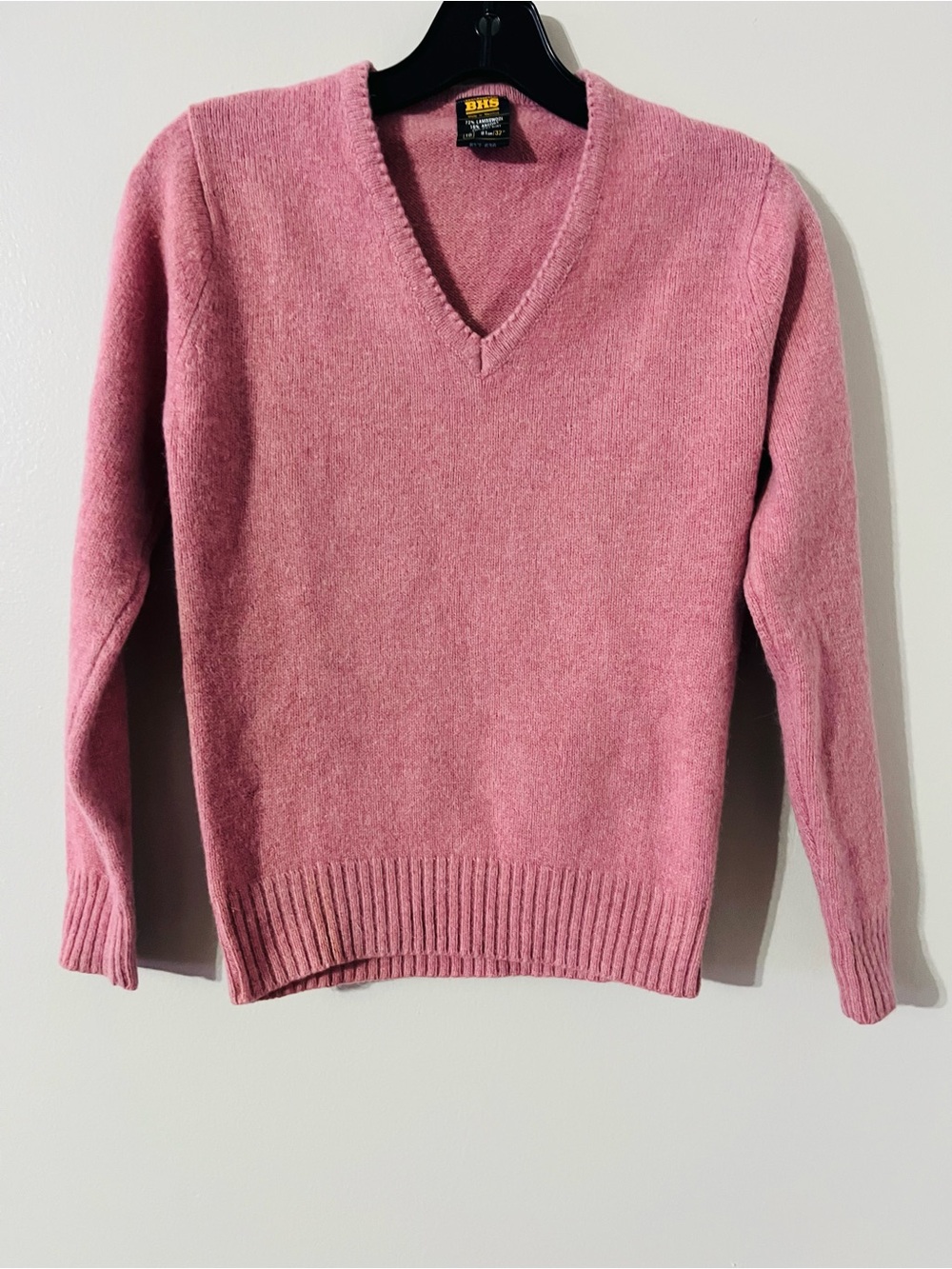 Vintage BHS Pink Lambswool Angora V-Neck Fuzzy Sweater Size 10 / US Medium